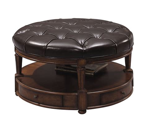 Leather Round Ottoman Coffee Table - Foter