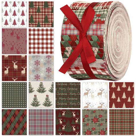 Fanfanwin 40 Pcs Christmas Quilting Fabric Roll 2 56 Inch | Desertcart ...