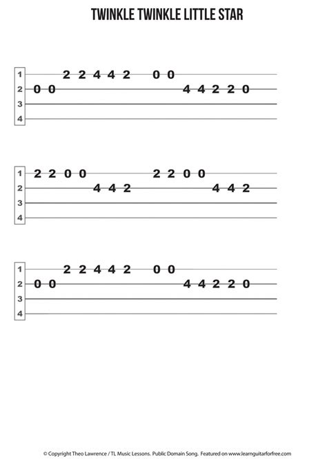 Twinkle Twinkle Little Star – Ukulele Easy Reading Tab | Ukulele ...