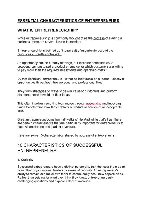 Essential characteristics of successful Entrepreneurs - ESSENTIAL ...