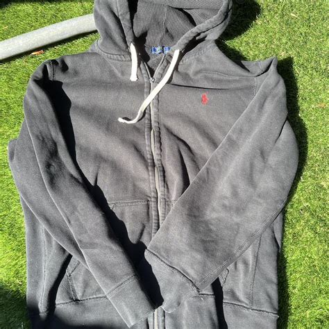 Black polo hoodie Zipper tie is missing but... - Depop
