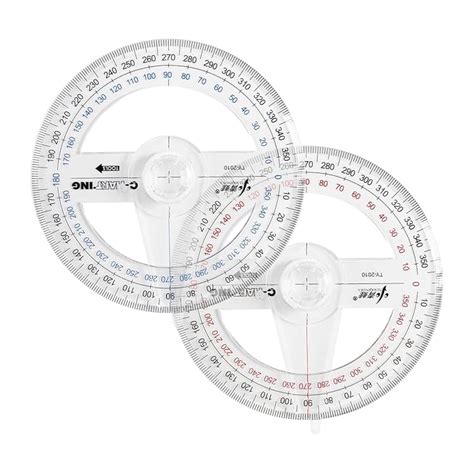 2 Pack 360° Protractors with Swing Arm – Transparent Plastic Full ...