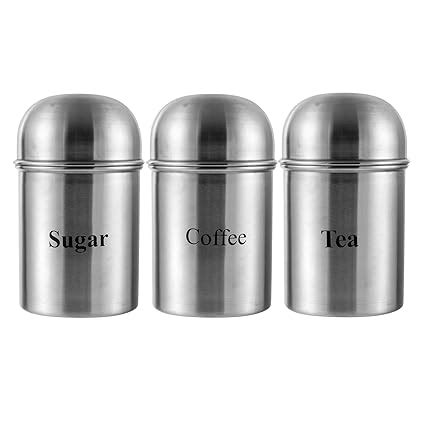 Buy Kraft High Dome Stainless Steel Tea Coffe Sugar Containers Set of 3 ...