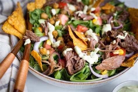 Pulled Beef-Taco Salad with Avocado-Lime Dressing - Kosher.com