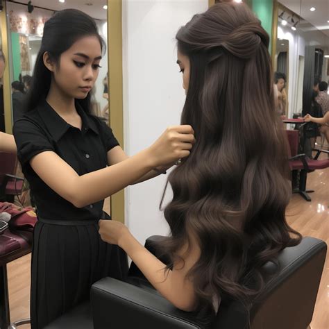 In the beauty section of a beauty salon customers transforming ...