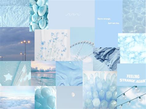 Baby Blue Collage Wallpaper - Aesthetic Desktop Background