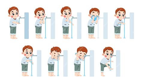 Premium Vector | Kid Performing Wudu Islamic Ablution Step by Step