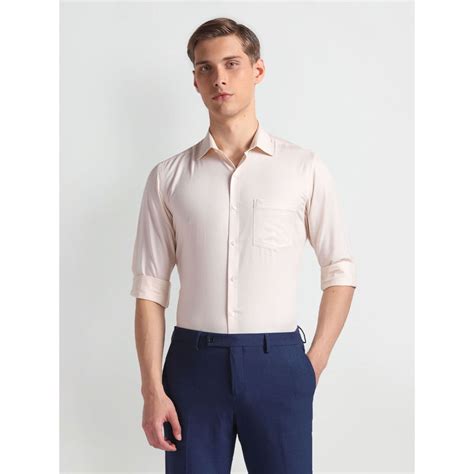 Buy Arrow Men Beige Self Design Dobby Formal Shirt Online