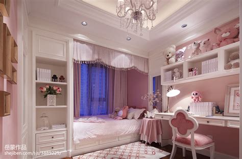 粉色儿童房女孩房榻米效果图-上海装潢网