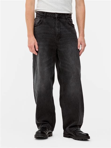 Men's Black Mid-Rise Baggy Jeans | Primark
