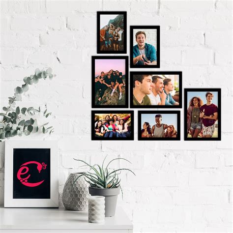 Memory Wall Collage Photo Frame - Set of 7 Photo Frames for 4 Photos of ...
