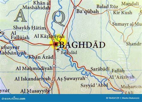Geographic Map of Iraq with Capital Baghdad City Stock Image - Image of ...