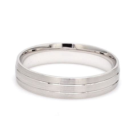 Jewelove™ Rings Japanese Platinum Love Bands with 2 Sleek Grooves JL PT 535