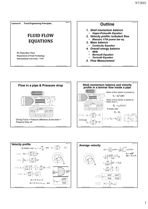 SOLUTION: Fe lec6 fluid flow equations - Studypool