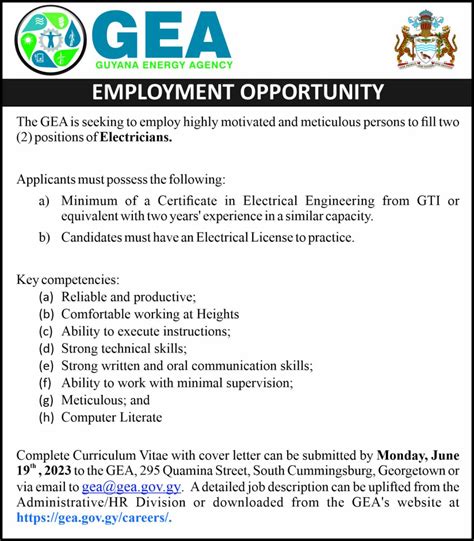 Guyana Energy Agency – Employment Opportunity – Electricians – DPI Guyana