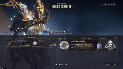 Lua Thrax Plasm drop from the Circuit : r/Warframe