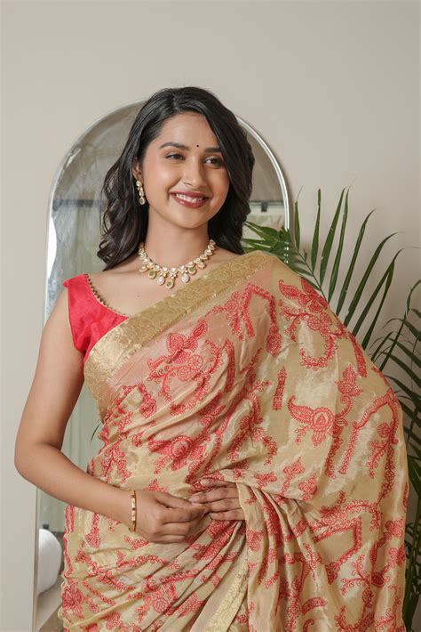 Cheeku Ivory Crape Silk Saree – Goyal Saree Emporium