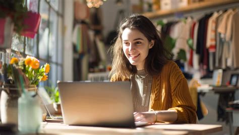Happy Lady Using Computer 的图像结果