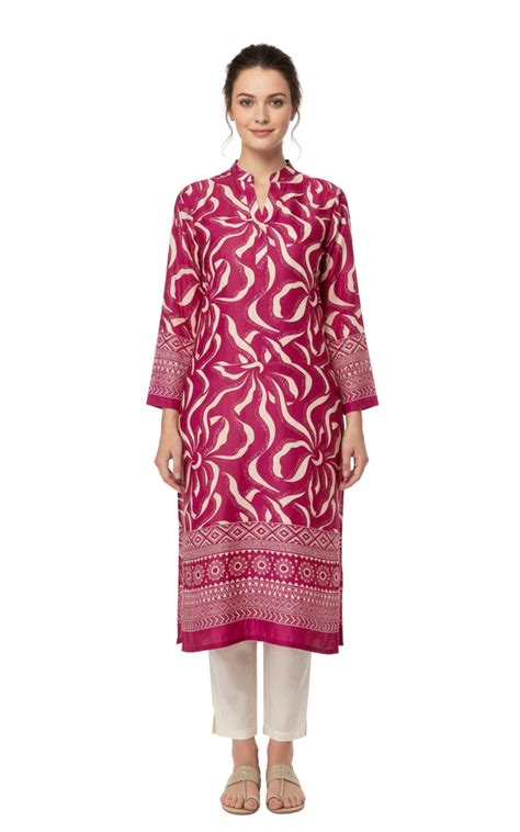 Rani Pink Swirl Printed Kurta – NoorNaaz