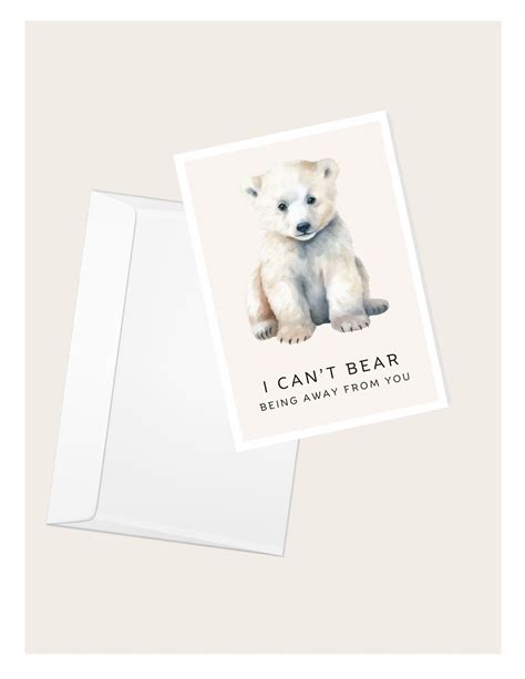 Polar Bear “I Can’t Bear Being Without You” Greeting Card - Etsy