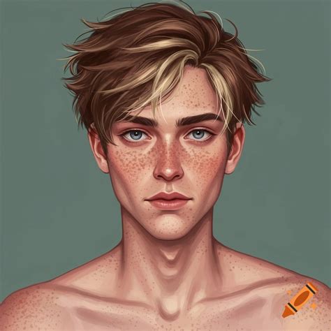 Male with shaggy brown and blonde wolf cut on Craiyon