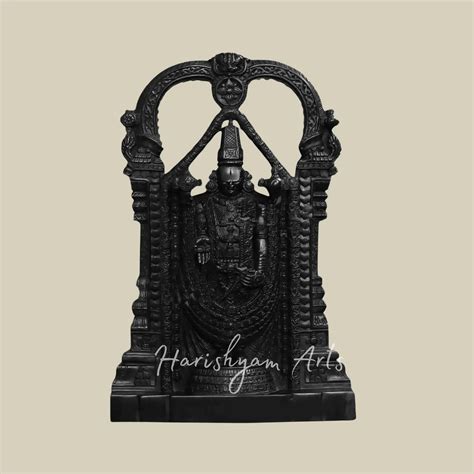 18" Lord Venkateswara as Tirupati Balaji Black Marble Idol