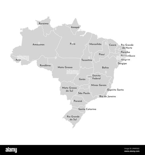 Vector isolated illustration of simplified administrative map of Brazil. Borders and names of ...
