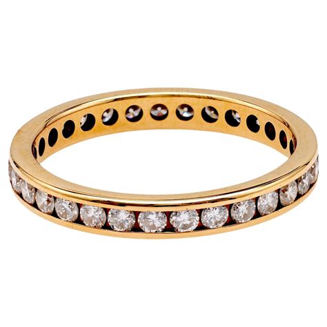 Vintage French Diamond 18k Yellow Gold Half Eternity Band For Sale at ...