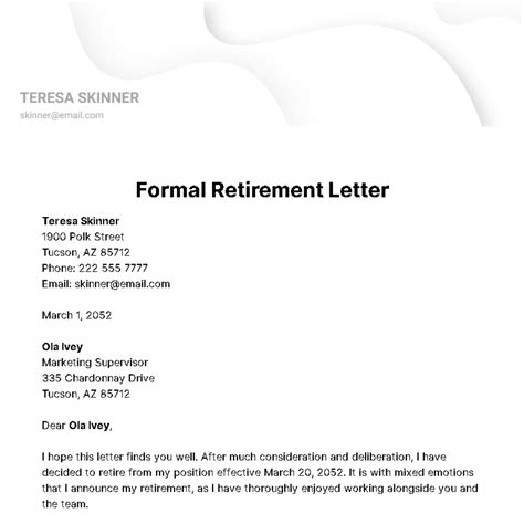 Retirement Letter Template - prntbl.concejomunicipaldechinu.gov.co