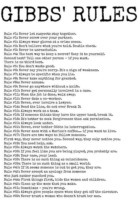 Leroy Jethro Gibbs Rules Free Printable List