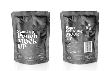 Stand up pouch bag mockup for coffee bag packaging psd template ...
