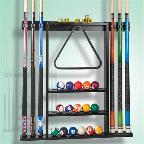 CHUANGWENYI Pool Stick Holder, Wall Mount Pool Cue Rack ,Solid Wood ...