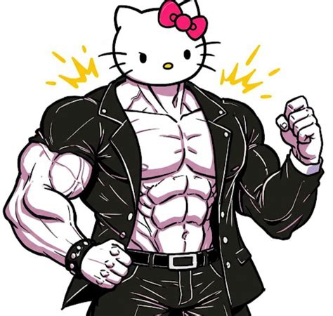 Muscular Hello Kitty Drawing