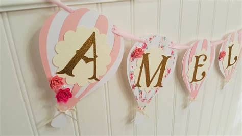 Hot Air Balloon Name Banner. Custom Colors. Nursery Decorations. Baby ...