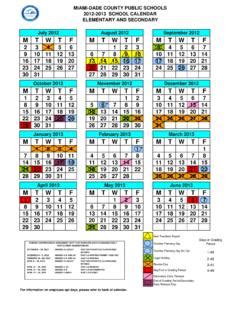 MIAMI-DADE COUNTY PUBLIC SCHOOLS 2012-2013 SCHOOL CALENDAR ... / miami ...