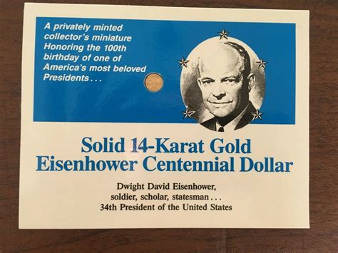 Solid 14-Karat Gold ~ Dwight D. Eisenhower ~ Centennial Dollar ...