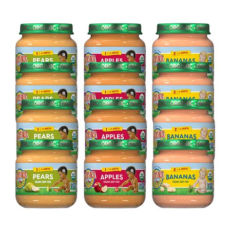 Earth's Best Organic Stage 1 Baby Food Fruit Jars Variety Pack 4 oz ...