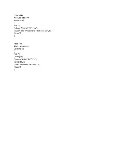 File Programs for upload - Create FIle #include Void main() { FILE *f ...