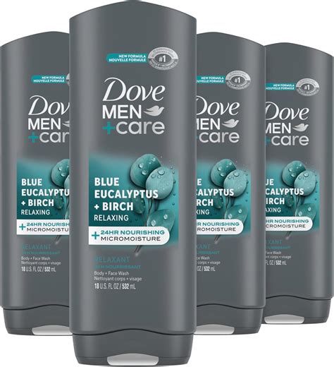 Dove Men+Care Men's Shower Gel with Micro Moisture, Blue Eucalyptus and ...