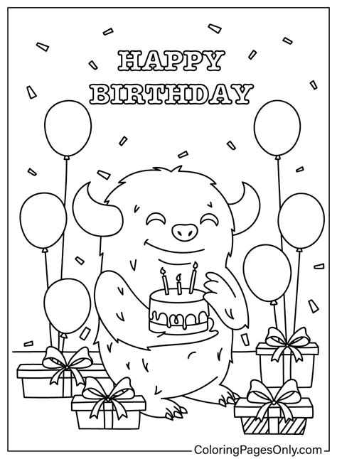 20+ Happy Birthday Card Coloring Pages - Free Printable PDF & Online ...