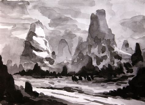 Abstract Ink Wash Painting