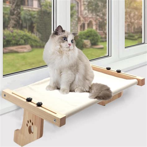 Leuik Cat Window Perch, Cat Hammock Cat Bed with Wood Frame for Large ...