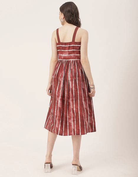 Sleeveless Square Neck Fit And Flare Cotton Dress - Moomaya