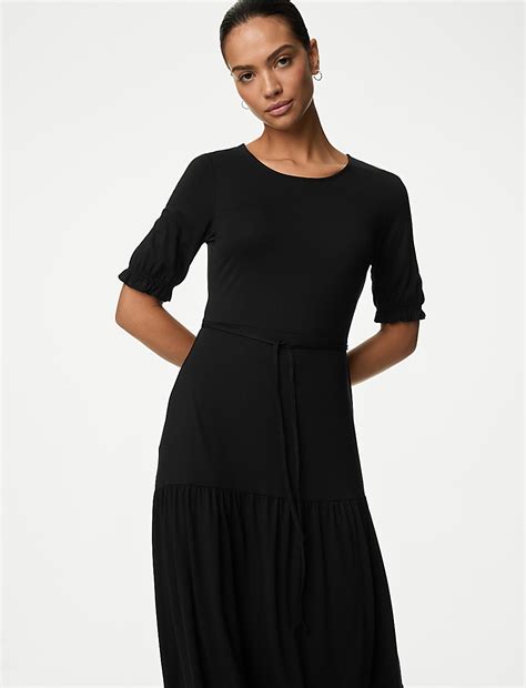 Buy Jersey Tie Detail Midi Tea Dress at Marks & Spencer