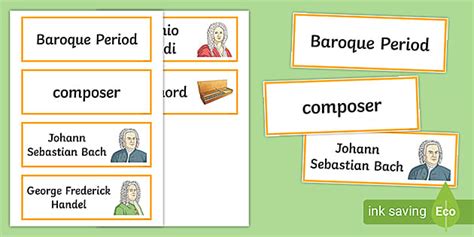 Baroque Period Music Word Cards