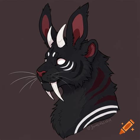 Cartoon furry profile picture of a black saber tooth tiger with bunny ...