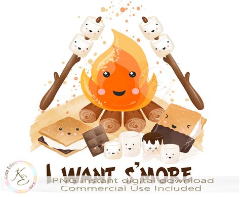 I Want S'more PNG, Smores Clipart, Summer, Instant Download, Smore ...