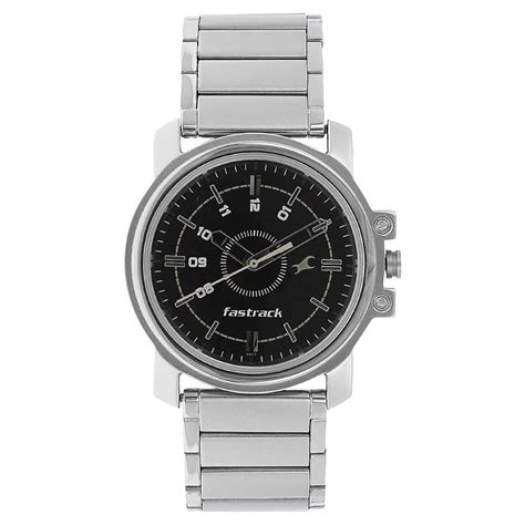 NR3039SM02 BLACK DIAL SILVER STAINLESS STEEL STRAP WATCH