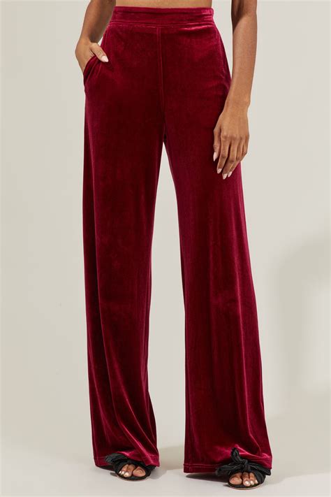 Lulu Velvet Wide Pants | Wide pants, Velvet pants outfit, Red velvet pants