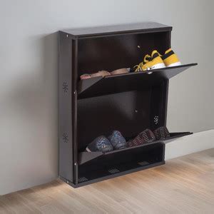 Jaimini Wall Mounted Metal Shoe Rack | 2 Shelf Organizer, 19 Inch Wide ...